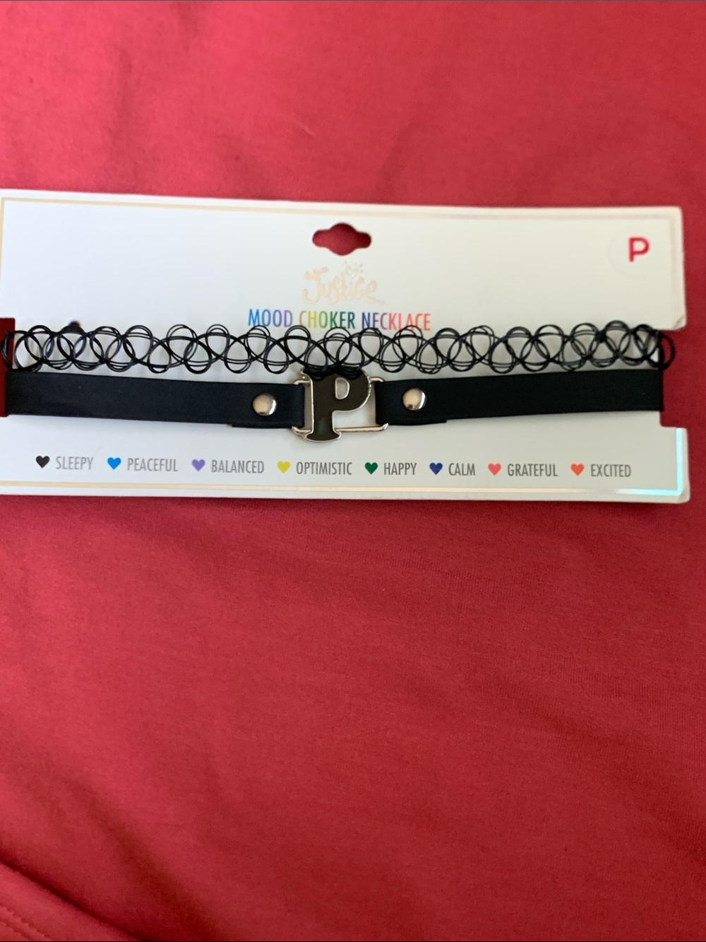 Justice Black Layered Choker Set with Silver 'P' Accent